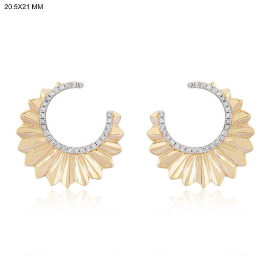 Halo Diamond Hoop Earrings in 14K Yellow Gold