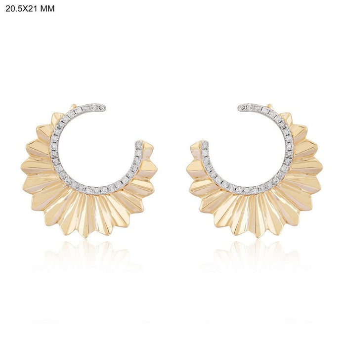 Halo Diamond Hoop Earrings in 14K Yellow Gold