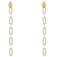 Link Drop Diamond Chain Earrings in 14K Yellow Gold