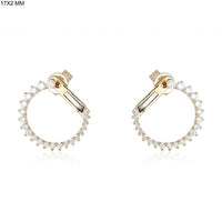 Circle Sparkle Stud Hoop Earrings in 14K Yellow Gold