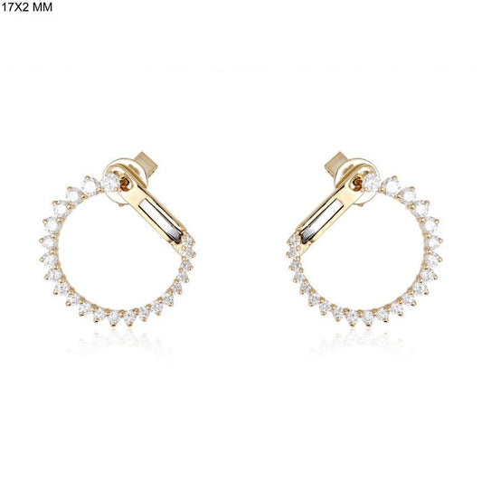 Circle Sparkle Stud Hoop Earrings in 14K Yellow Gold