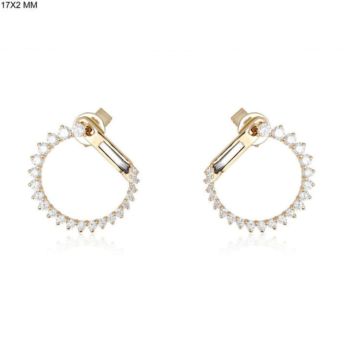 Circle Sparkle Stud Hoop Earrings in 14K Yellow Gold