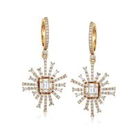Radiant Nova Diamond Drop Earrings in 14K Yellow Gold