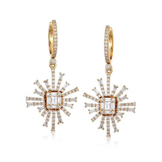 Radiant Nova Diamond Drop Earrings in 14K Yellow Gold
