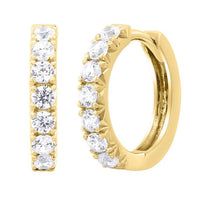 Classic Round Diamond Huggie Earrings in 14K Yellow Gold