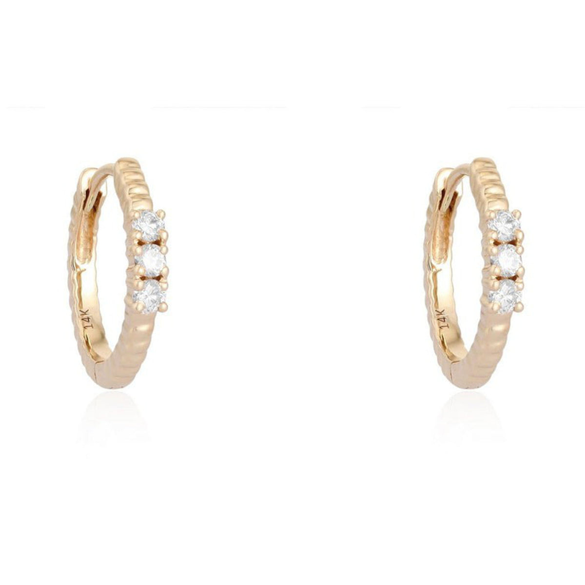 Textured Trio Huggie Hoop Earrings in 14K Gold