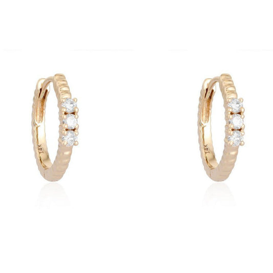 Textured Trio Huggie Hoop Earrings in 14K Gold