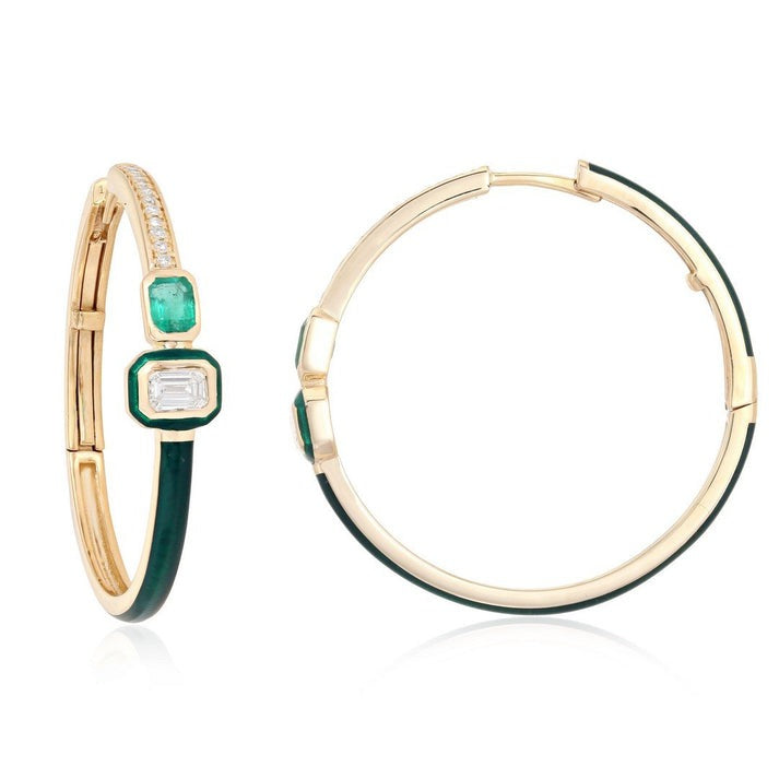 Vintage Halo Diamond Hoop Earrings in 14K Yellow Gold