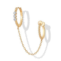 Linked Dots Double Hoop Chain Earrings in 14K Yellow Gold