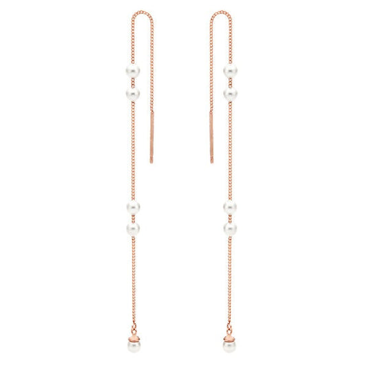 Freshwater Pearl Threader Earrings in 14K Rose Gold