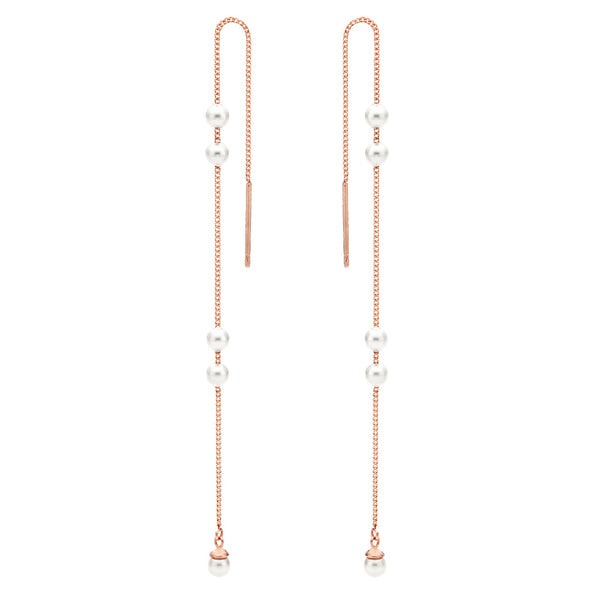 Freshwater Pearl Threader Earrings in 14K Rose Gold