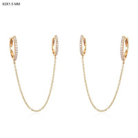 Double Chain Diamond Huggie Earrings in 14K Yellow Gold