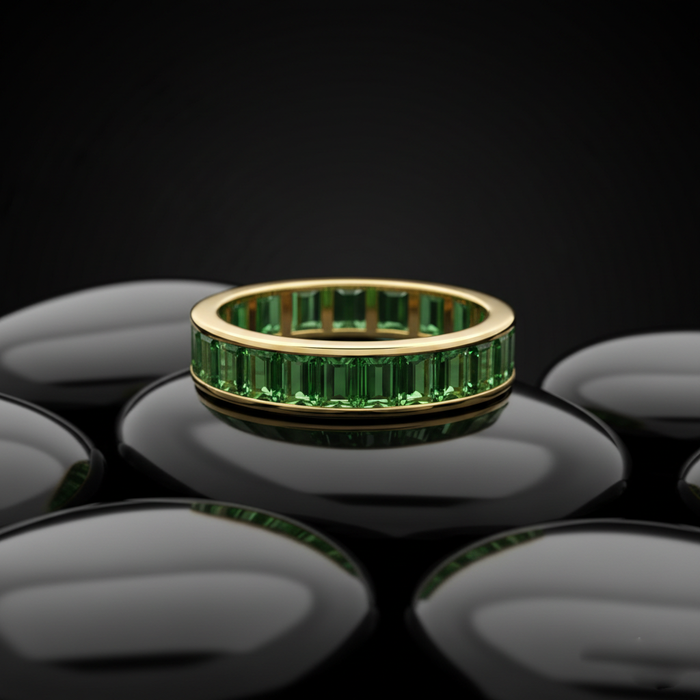 Verdant Aura 14K Gold Emerald Eternity Band Ring