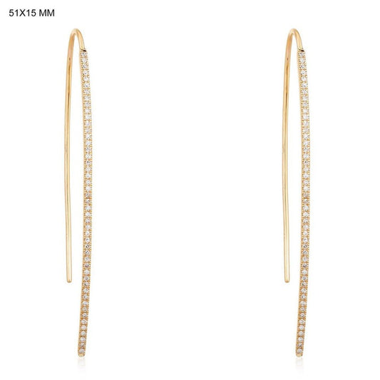 Luminous Long Beam Hoop Earrings in 14K Yellow Gold