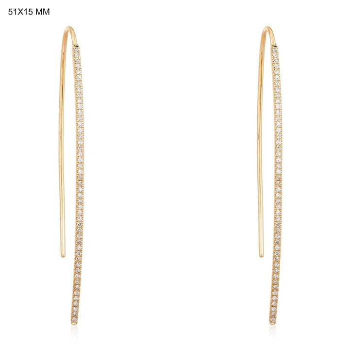 Luminous Long Beam Hoop Earrings in 14K Yellow Gold