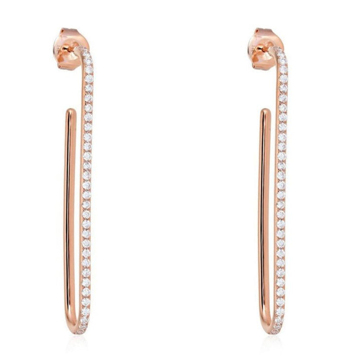 Linear Drop Diamond Hook Earrings in 14K Yellow Gold
