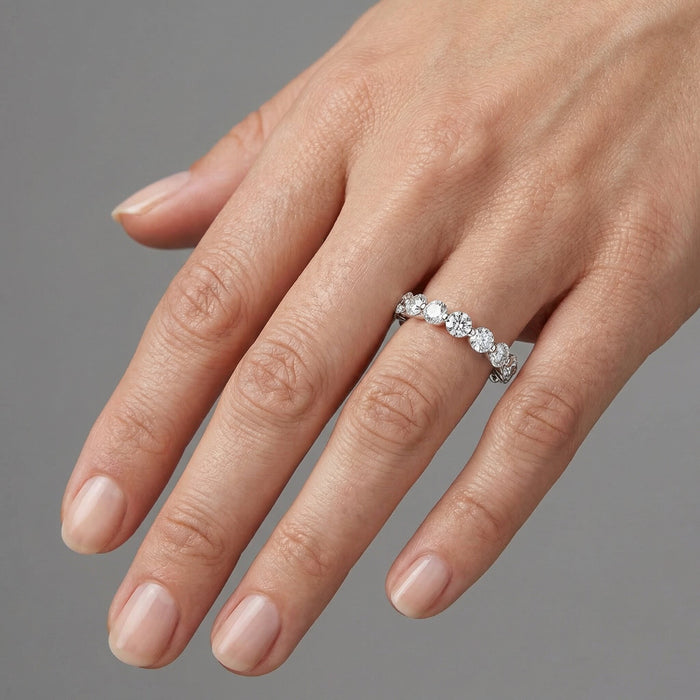 Round Diamond Eternity Shared Prong Ring in 18K Gold