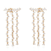 Triple Diamond Drop Chain Earrings in 14K Yellow Gold