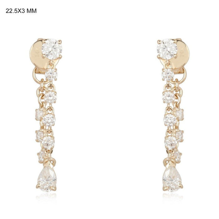 Teardrop Diamond Chain Drop Earrings in 14K Yellow Gold