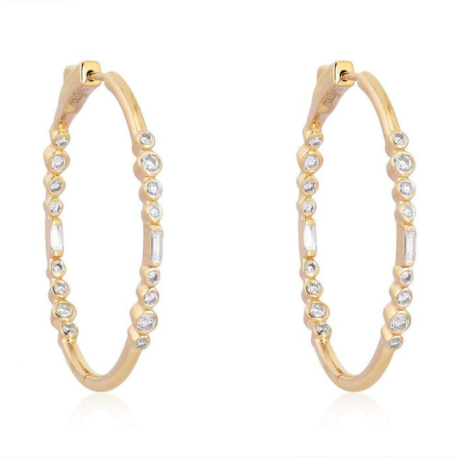 Gold Diamond Hoop Earrings in 14K Yellow Gold