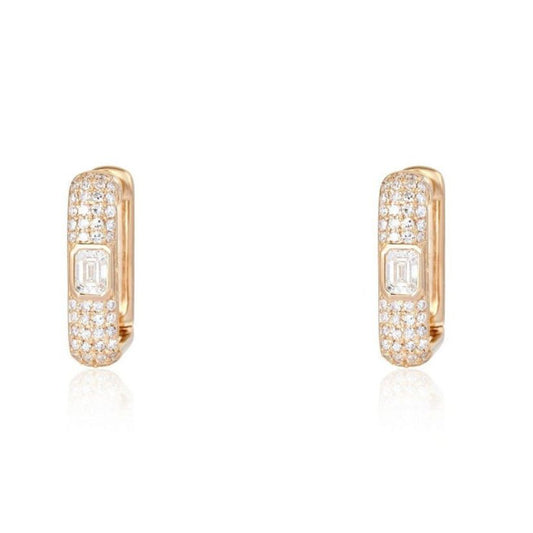 Gilded Glint Pave Diamond Huggies Earrings in 18K Yellow Gold