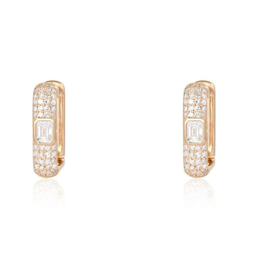 Gilded Glint Pave Diamond Huggies Earrings in 18K Yellow Gold