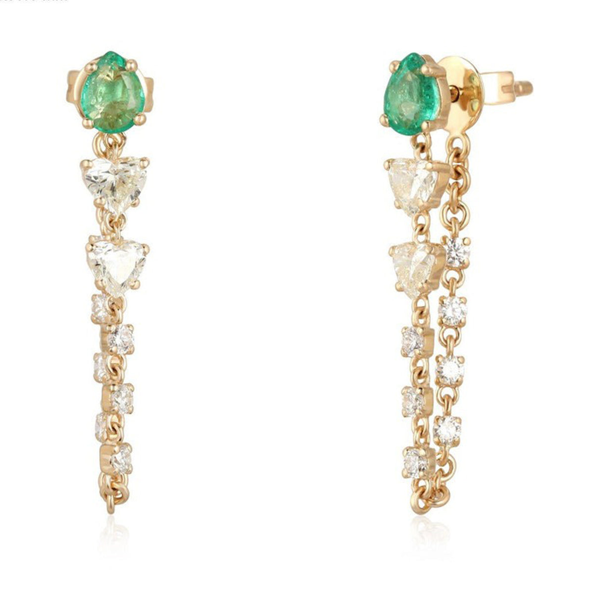 Grace Sapphire 14K (or 18k upon request) Yellow Gold Diamond Drop Earrings