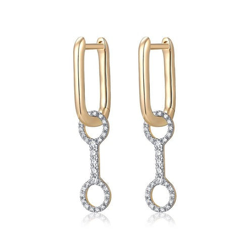 Trail Diamond Drop Earrings in 14K Yellow Gold