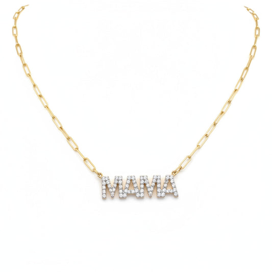 Diamond Mama Necklace in 14K Yellow Gold