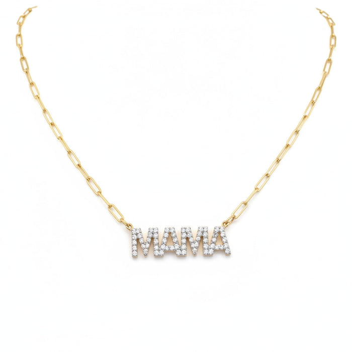 Diamond Mama Necklace in 14K Yellow Gold