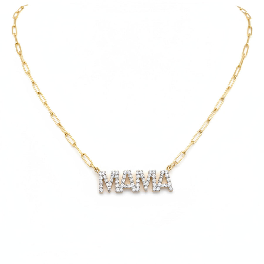 Diamond Mama Necklace in 14K Yellow Gold