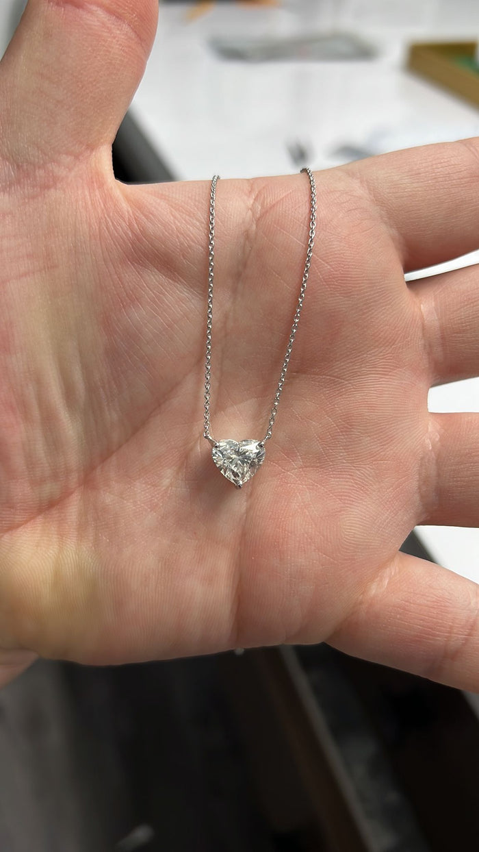 Heart Cut Diamond Solitaire Necklace in 14K Yellow Gold