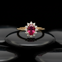 Oval Pink Sapphire Gemstone 14K Gold Engagement Ring