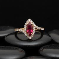 Marquise Ruby 14K Gold Diamond Halo Ring