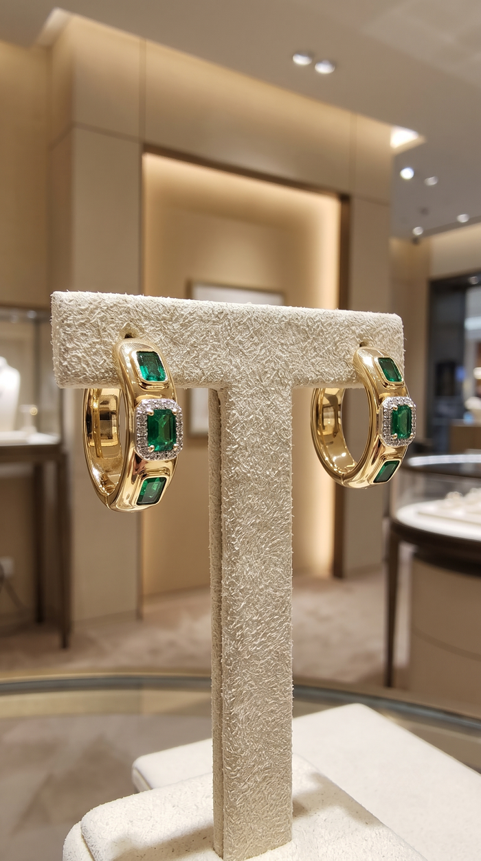 Blue Topaz Radiance Diamond Hoop Earrings in 14K Yellow Gold