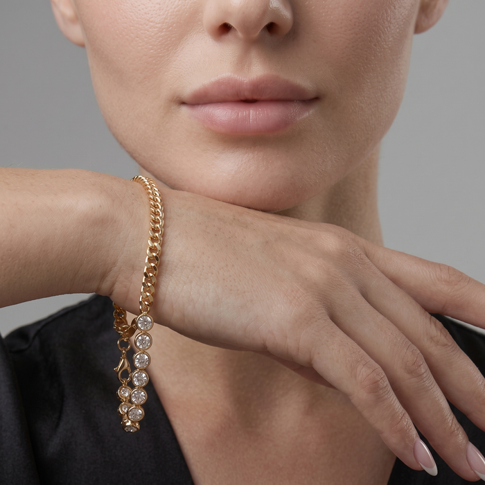 Chained Radiance Diamond Link Bracelet in 14K Yellow Gold