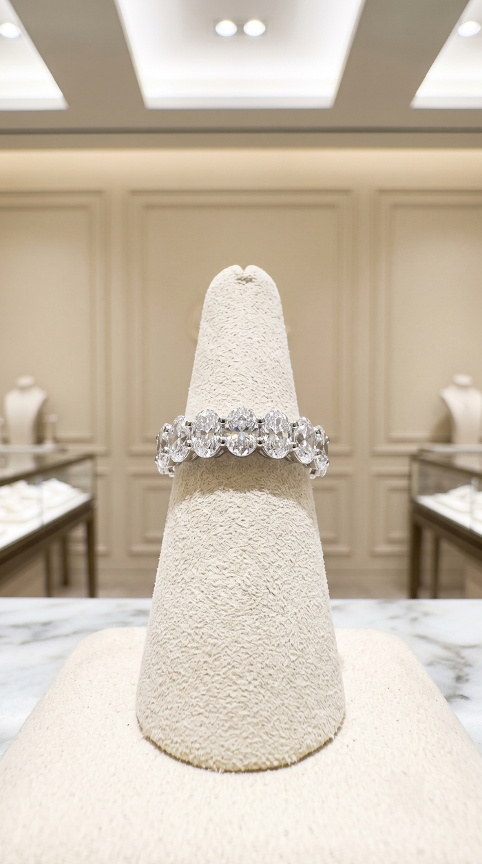 Oval Shape Diamond Eternity Ring in 18K Gold