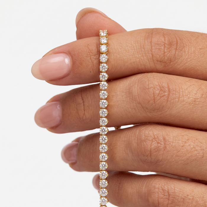 Carat Round Diamond 15K Gold Tennis Necklace