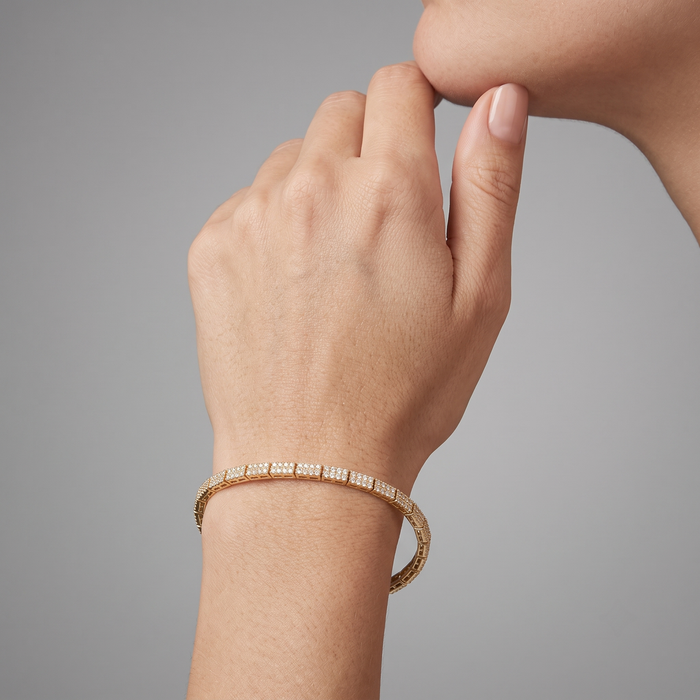 Polished Diamond Tennis Bracelet in 14K Yellow Gold