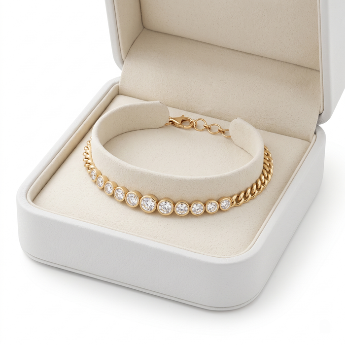 Chained Radiance Diamond Link Bracelet in 14K Yellow Gold