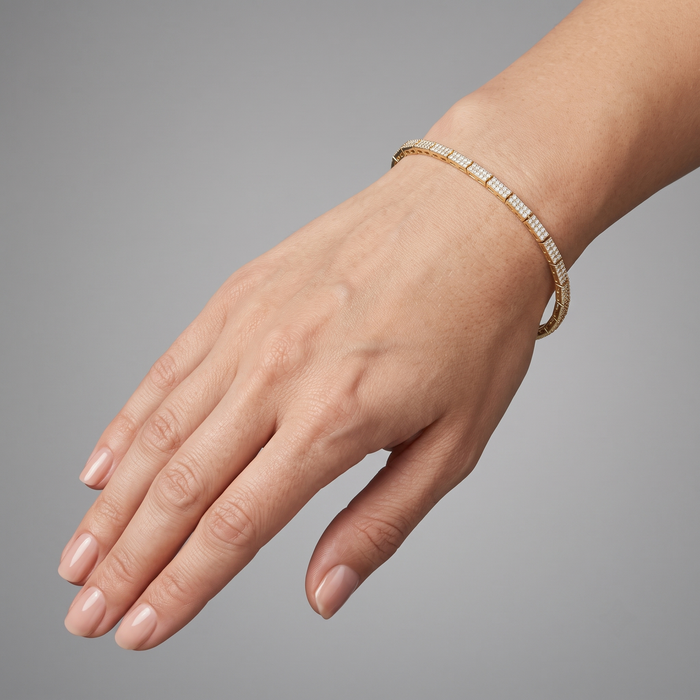 Polished Diamond Tennis Bracelet in 14K Yellow Gold