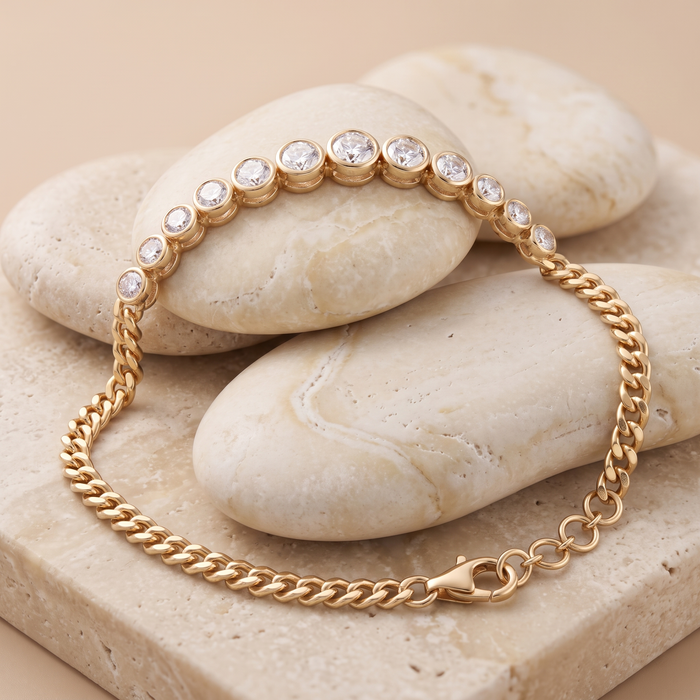 Chained Radiance Diamond Link Bracelet in 14K Yellow Gold