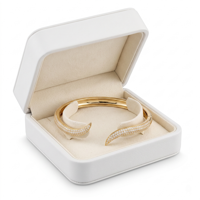 Crescent Bliss Diamond Bangle Bracelet in 14K Yellow Gold