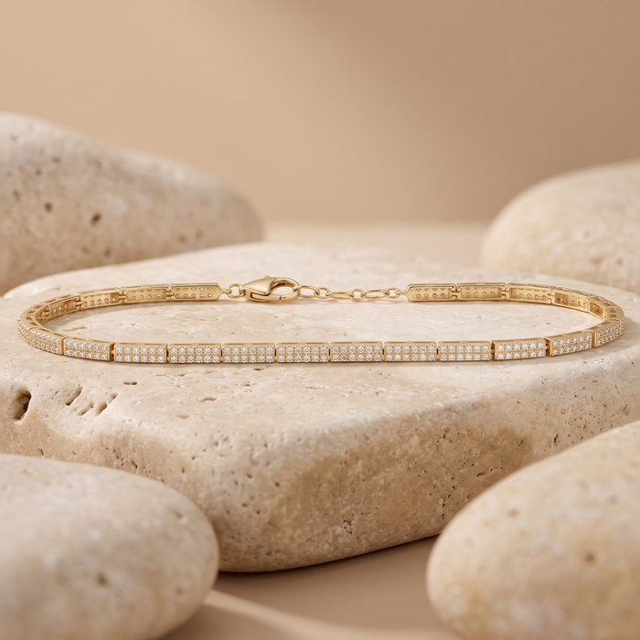 Polished Diamond Tennis Bracelet in 14K Yellow Gold