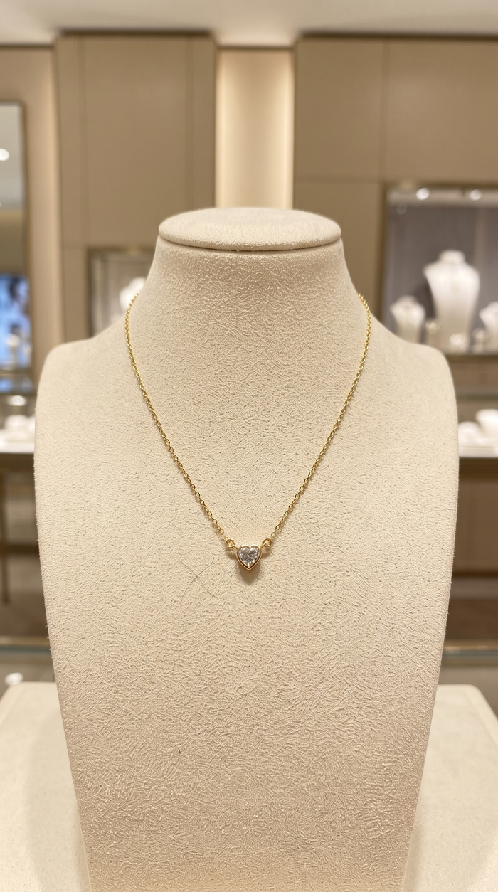 Heart Diamond Pendant Necklace in 14K Yellow Gold