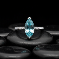 Marquise Aquamarine 14K (18K Custom) Diamond Accent Ring