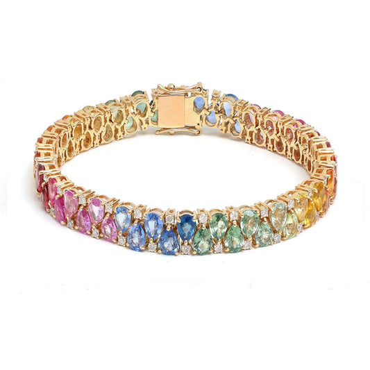 Multicolor Diamond 14K Gold Tennis Bracelet