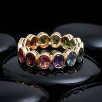 Multi-Color Oval Sapphire 14K Gold Eternity Ring