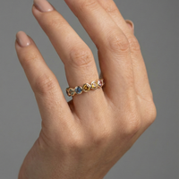 Multi-Color Gemstone 14K Gold Bezel Eternity Ring