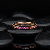 Ombre Pink Sapphire 14K (18K Custom) Rose Gold Eternity Band Ring